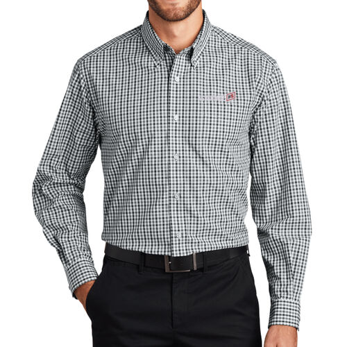 Long Sleeve Gingham Easy Care Shirt - Light Thumbnail