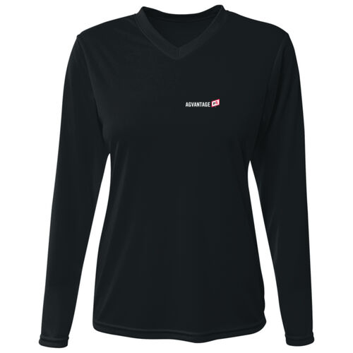 Women's USA-Made Long Sleeve Deep V-Neck - Light Thumbnail