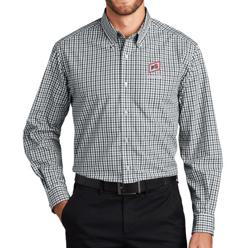Long Sleeve Gingham Easy Care Shirt - Light Thumbnail